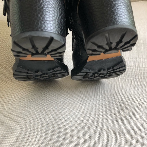 Valentino Combat Ankle Boots Fringe Buckles Block Heel US 6.5 - Picture 15 of 15